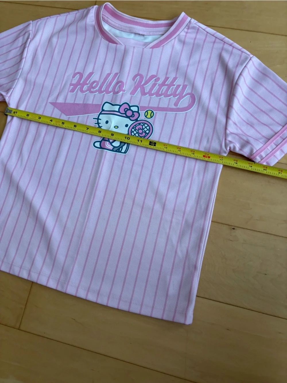 Sanrio Hello Kitty Pink Striped Tennis Graphic Short Sleeve Tee